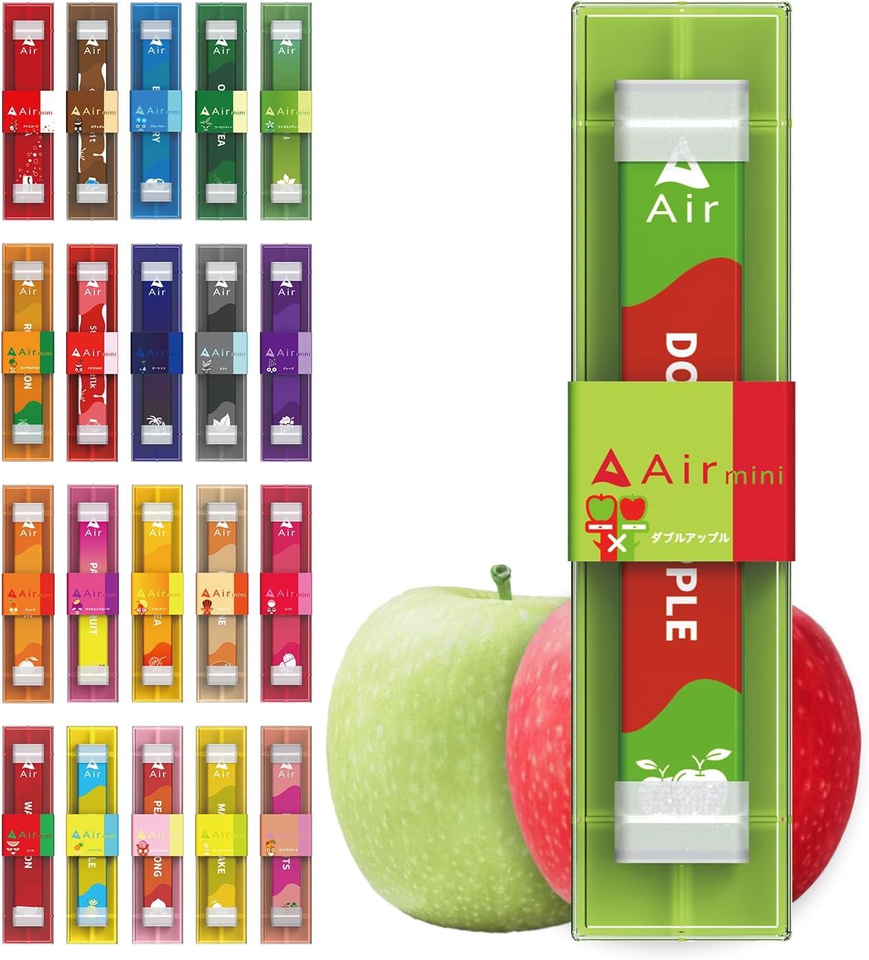 無印Air mini パッケージと全21種フレーバーラインナップ